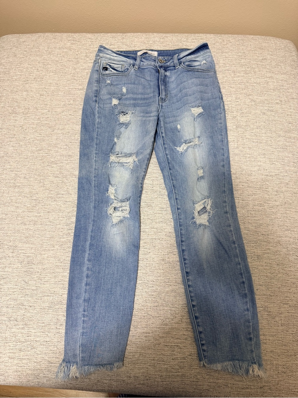 KanCan Light Blue Distressed Straight Leg Jeans